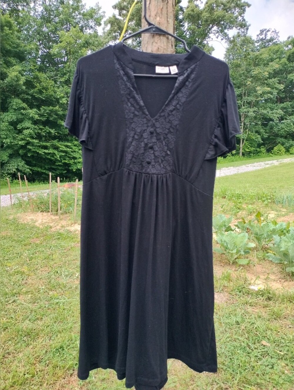 Cato Black Lightweight Casual Tie Back Dress Size 18/20 Front Lace Detail